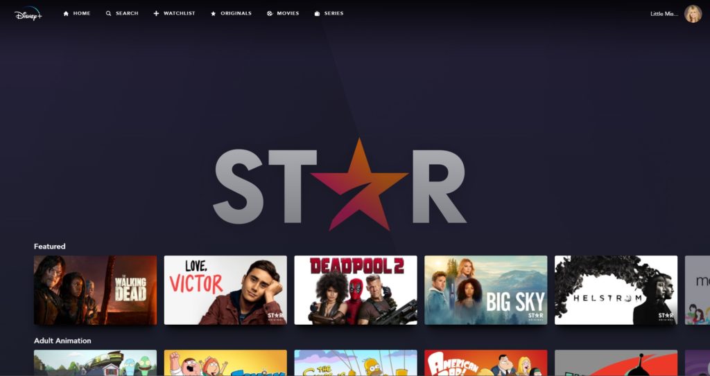 Disney Plus Star interface